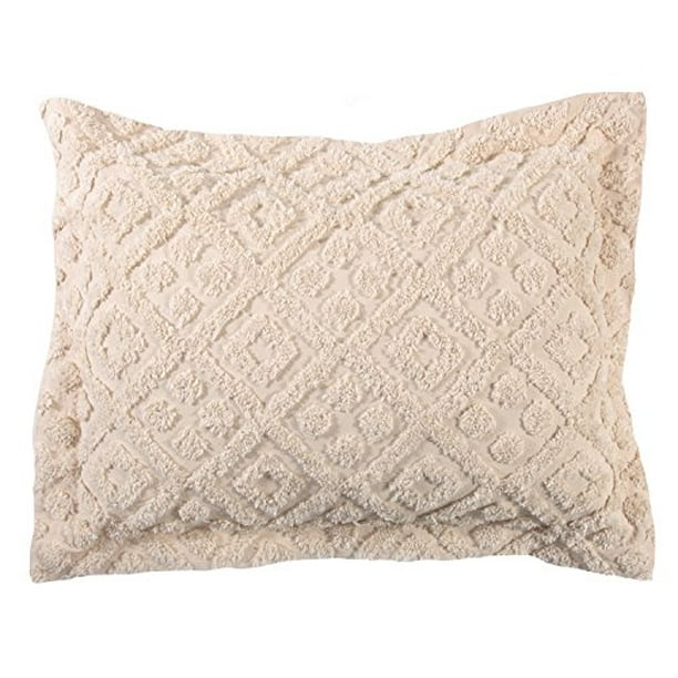 Standard Sham Beatrice Home Fashions Channel Chenille Ivory 